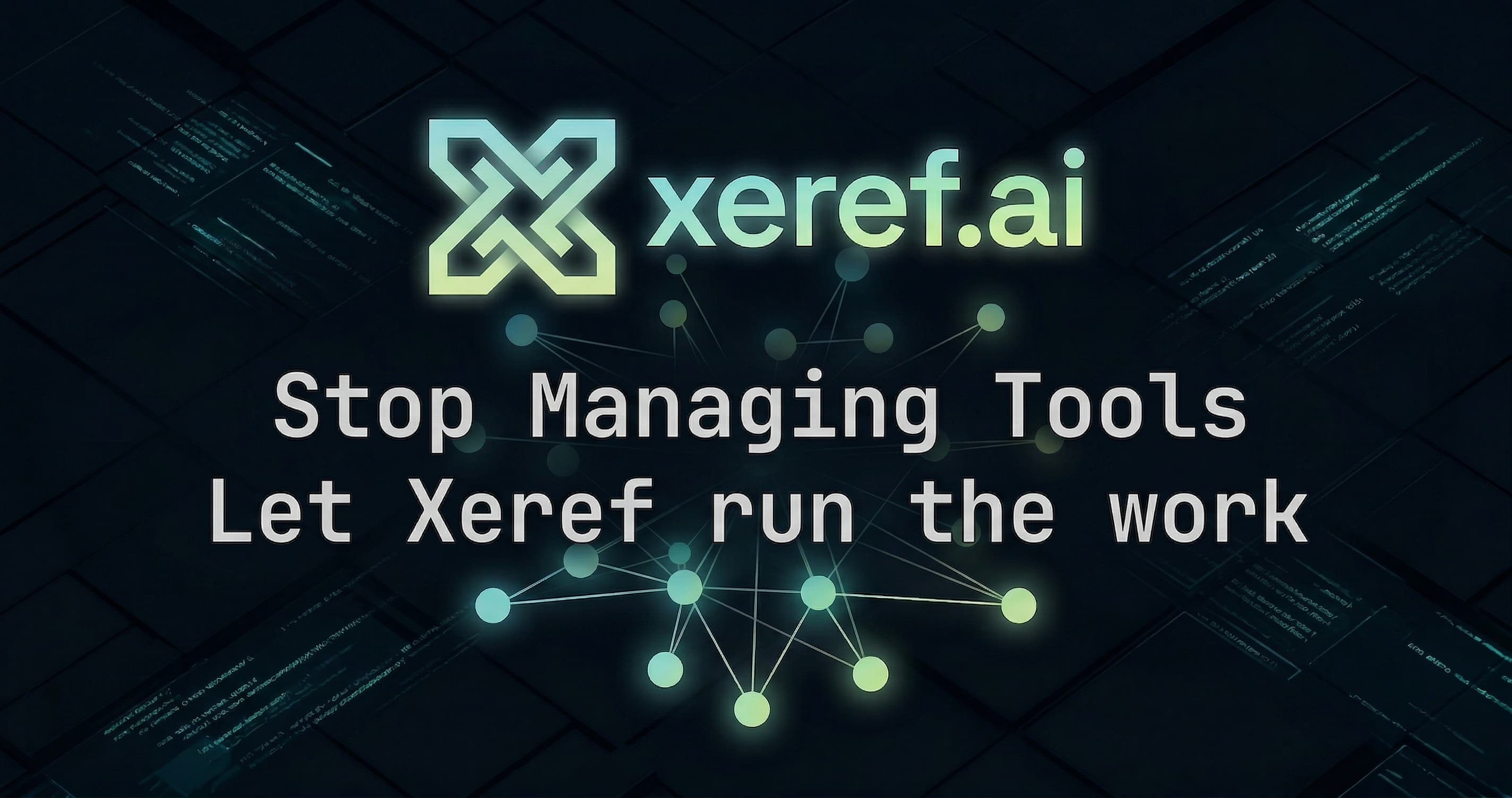 Xeref dashboard showing projects, tasks, and AI agent management